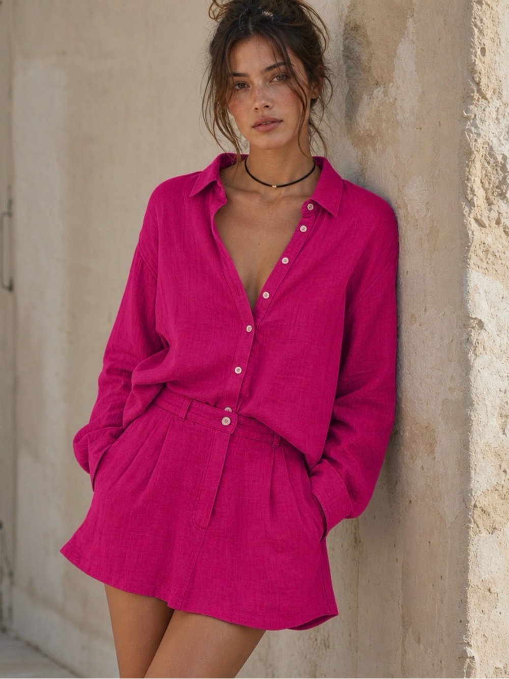 120 -% Lino 1300 classic Pink Button-Up Shirt like new